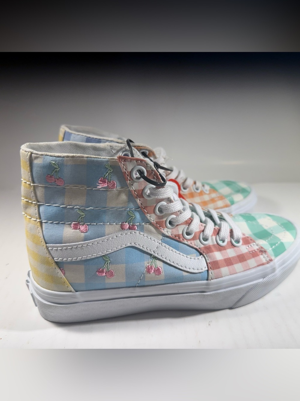 Vans Sk8-Hi Tapered Skate Shoes Sneakers Gingham Color-Block cherries Size 5